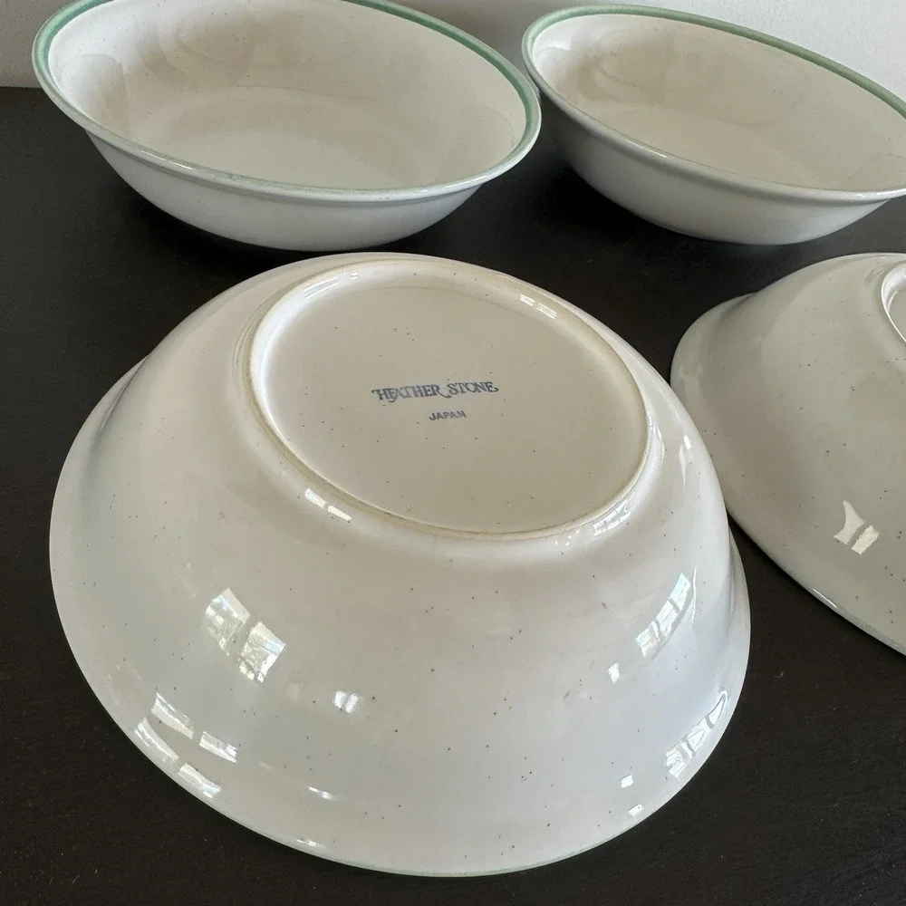 4 International Sliver Heather Stone Laurel Floral Cereal Dinner Bowls Japan 8